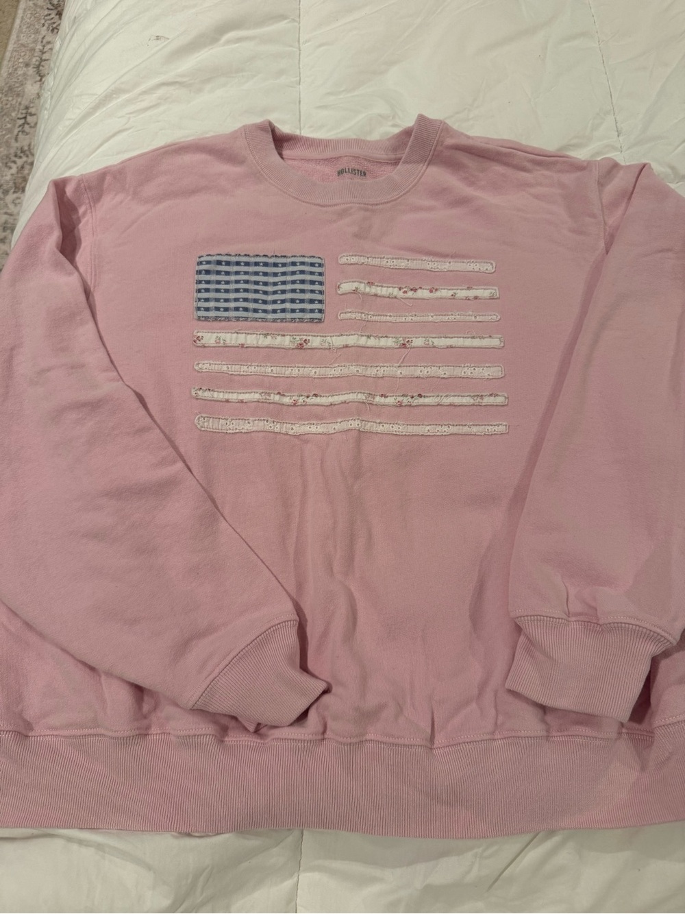 Hollister Pink Flag Graphic Crewneck Sweater